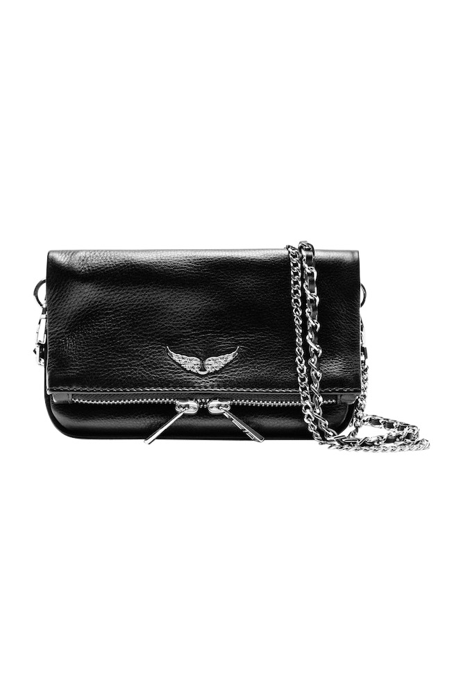 Zadig Voltaire, Rock Nano Taske - Rock Nano tasken, er en populær og ikonisk lille taske i sort skind med aftagelige kæder. Perfekt taske til hverdag og fest.